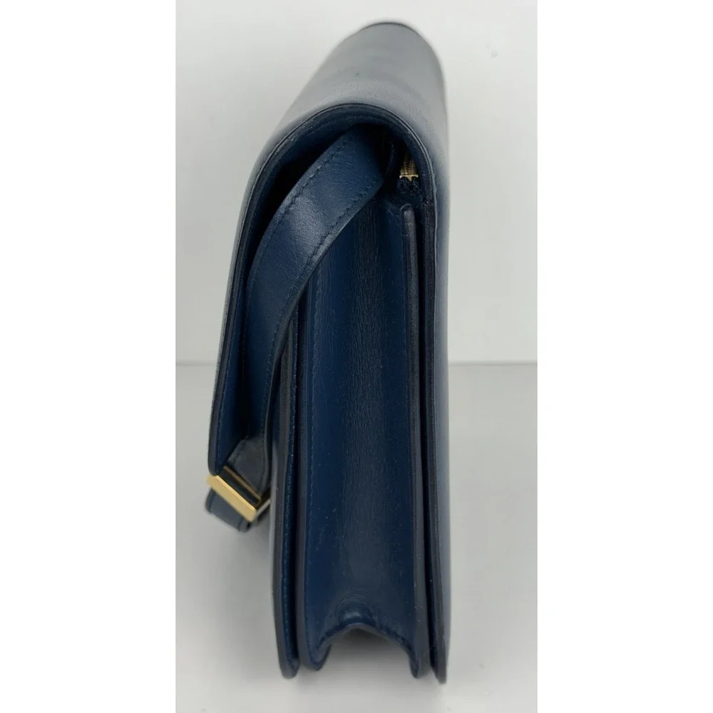 Celine Classic Box Bag Medium Blue Calfskin Leather Gold-Tone Hardware R1 - Picture 4 of 16